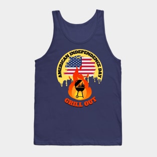 American independence day with flag and bbq grill out night Tank Top